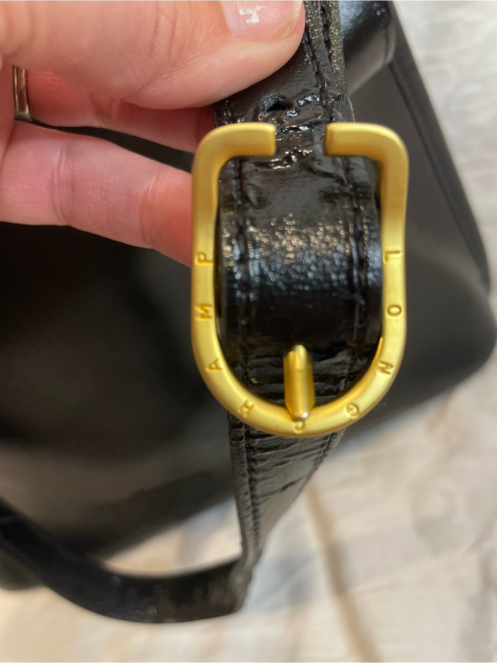 Vintage Longchamp Black Leather Crossbody Bucket Bag Gold Hardware Project Bag - Picture 5 of 15